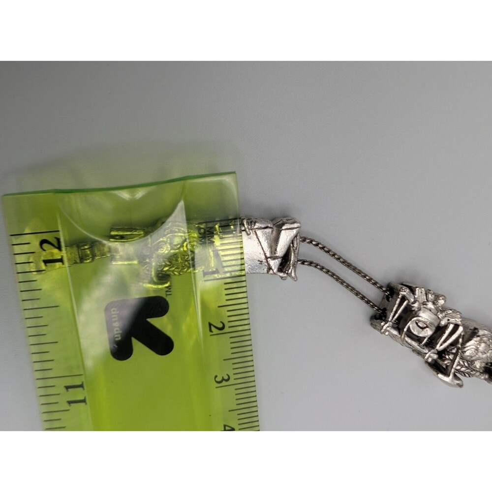 Vintage 90s Tofa BG Silver Tone Heavy Charm Bracelet Slider Camping Tent Kitschy image 10